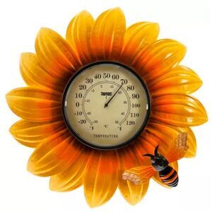 🌻🌻 Sunflower With Bee Metal Thermometer